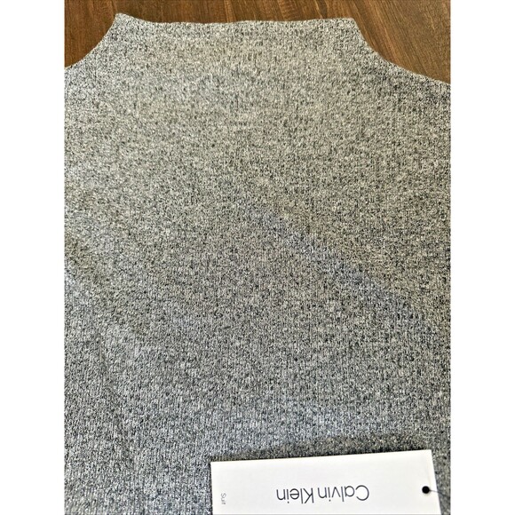 Calvin Klein Women's Sleeveless Metallic Mock-Neck Knit Top Gray Silver Large - Picture 5 of 6